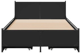 Estrutura de cama c/ gavetas 100x200 cm derivados madeira preto