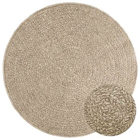vidaXL Tapete ZIZUR Beige Ø 120 cm aspeto de juta interior e exterior