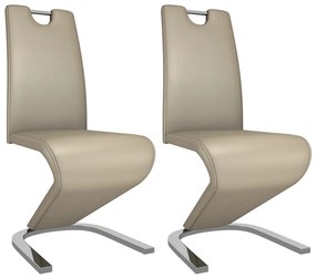 vidaXL Cadeiras de jantar ziguezague 2 pcs couro artificial cappuccino