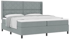 Cama com Estrado e Colchão Cinza Claro 200 x 200 cm Tecido