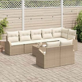 Conjunto de Sofá de Jardim 9 Peças com Almofadas Marrons em Rattan Sin