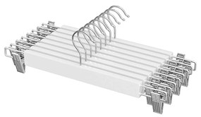Cabide para calças SONGMICS, conjunto de 8, cabide de madeira para saias, com clipes ajustáveis, antiderrapante, para calças, shorts e saias, branco CRW009W01
