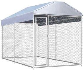 Canil de exterior com toldo 382x192x225 cm