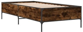 Estrutura de cama derivados de madeira e metal carvalho fumado