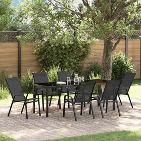 vidaXL Conjunto de Jantar de Jardim de 7 Peças Preto Textilene e Aço