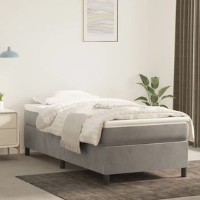 Estrutura de cama com molas 80x200 cm veludo cinza-claro