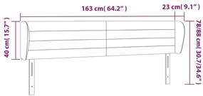 Cabeceira de cama c/ abas veludo 163x23x78/88cm cinzento-escuro