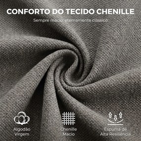 Cadeira de Escritório em Chenille com Rodas Função Basculante Altura Ajustável e Acolchoamento Espesso Cinza