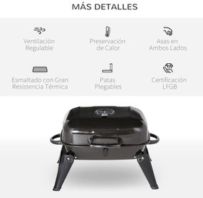 Outsunny Barbecue a Carvão Portátil Barbecue a Carvão de Mesa Compacta para Jardim Exterior Campismo 59x43x39 cm Preto