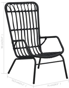 Cadeira de jardim vime PE preto