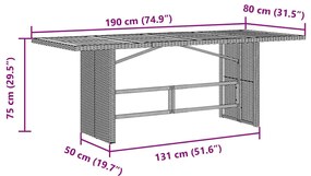 7 pcs conjunto de bistrô p/ jardim c/ almofadões vime PE preto