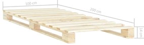 Estrutura de cama em paletes pinho maciço 100x200 cm