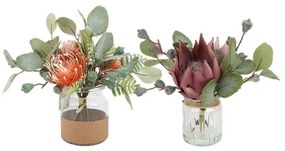 Planta Decorativa DKD Home Decor Cristal Laranja Polietileno Castanho-avermelhado (26 x 26 x 26 cm) (2 pcs)