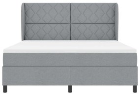 Cama Box com Colchão - Cinza Claro, 180x200 cm, Tecido