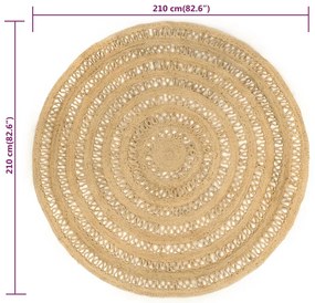 Tapete artesanal em juta trançada 210 cm