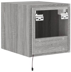 Móvel de parede p/ TV c/ luzes LED 30,5x35x30cm cinzento sonoma