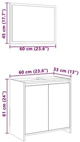 2 pcs conjunto móveis WC derivados de madeira sonoma cinza