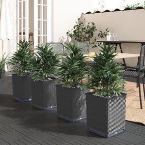 364187 vidaXL Vasos/floreiras 4 pcs 30x30x37 cm polipropileno preto