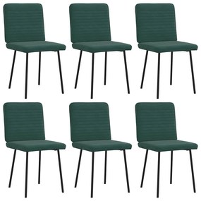 Cadeiras de jantar 6 pcs veludo verde-escuro