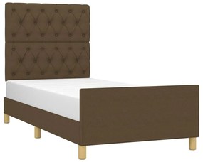 Estrutura de cama sem colchão 80x200 cm tecido castanho-escuro