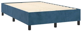 Cama boxspring com colchão 120x190 cm veludo azul-escuro