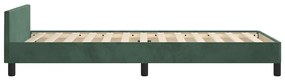 Estrutura de cama sem colchão 80x200 cm veludo verde-escuro