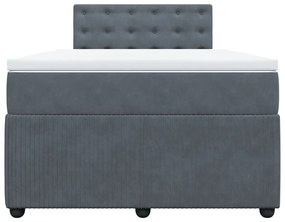 Cama boxspring com colchão 120x200 cm veludo cinzento-escuro