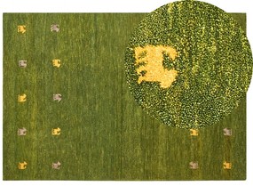 Tapete Gabbeh em lã verde 140 x 200 cm YULAFI Beliani