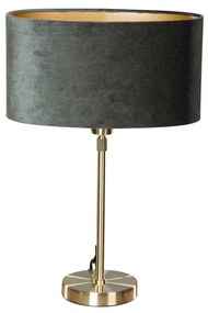 Candeeiro de Mesa Dourado com Abajur de Veludo Oval Verde 35cm - Parte Moderno,Clássico / Antigo