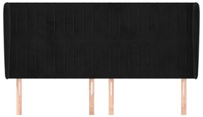 Cabeceira de cama c/ abas veludo 183x23x118/128 cm preto