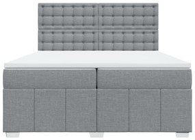 Cama com molas/colchão 200x200 cm tecido cinza-claro