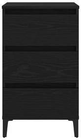 Criado-mudo vidaXL com Pé de Metal Preto Carvalho 40x35x69 cm