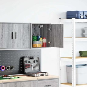 Armário de parede de garagem cinza Sonoma madeira engenheirada