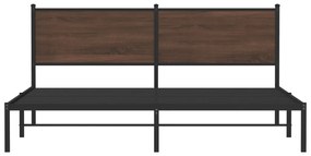 Estrutura cama sem colchão 183x213 cm metal carvalho castanho