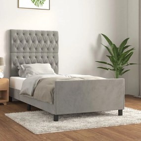 Estrutura de cama sem colchão 100x200 cm veludo cinzento-claro