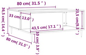 Mesa de centro 80x80x36,5 cm derivados madeira cinzento cimento