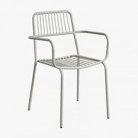 Pacote De 4 Cadeiras De Jardim Empilháveis Elton Com Braços Verde Cáqui - Sklum