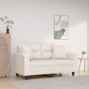 vidaXL Sofá 2 lugares c/ almofadões 120 cm tecido de microfibra bege