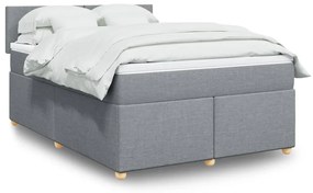 vidaXL Cama com molas/colchão 140x190 cm tecido cinzento-claro