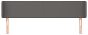 Cabeceira de cama c/ abas couro artificial 163x16x78/88cm cinza