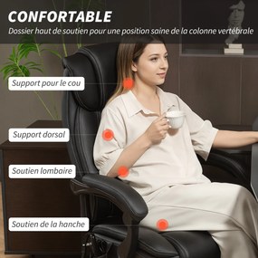 Cadeira de escritório com função de massagem e aquecimento, com altura ajustável e encosto reclinável, 67 x 72 x 111–119 cm, preta