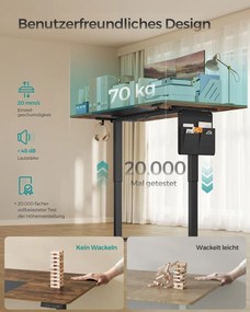Secretária com altura ajustável eletricamente 180 x 80 x (72-120) cm castanho vintage-preto