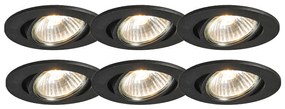 Conjunto de 6 focos embutidos pretos inclináveis - Cisco