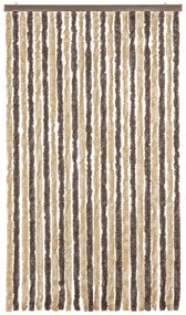 Cortina anti-insetos 100x230 cm chenille castanho-escuro e bege