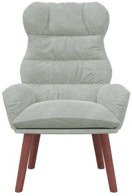 Poltrona Relaxante Veludo Cinza Claro