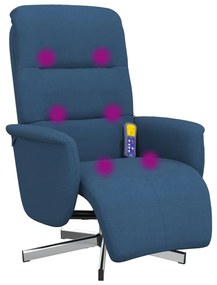 Cadeira de massagens reclinável c/ apoio de pés tecido azul