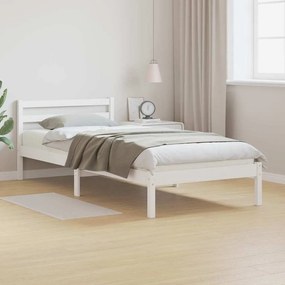 Cama com Cabeceira vidaXL Branca 80x220 cm Madeira Sólida Pinus