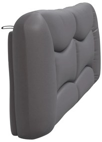 Almofadão de cabeceira 200 cm couro artificial cinzento