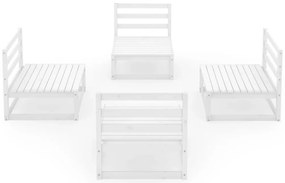 4 pcs conjunto lounge de jardim pinho maciço branco
