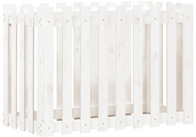 Canteiro elevado design cerca 100x50x70 cm pinho maciço branco